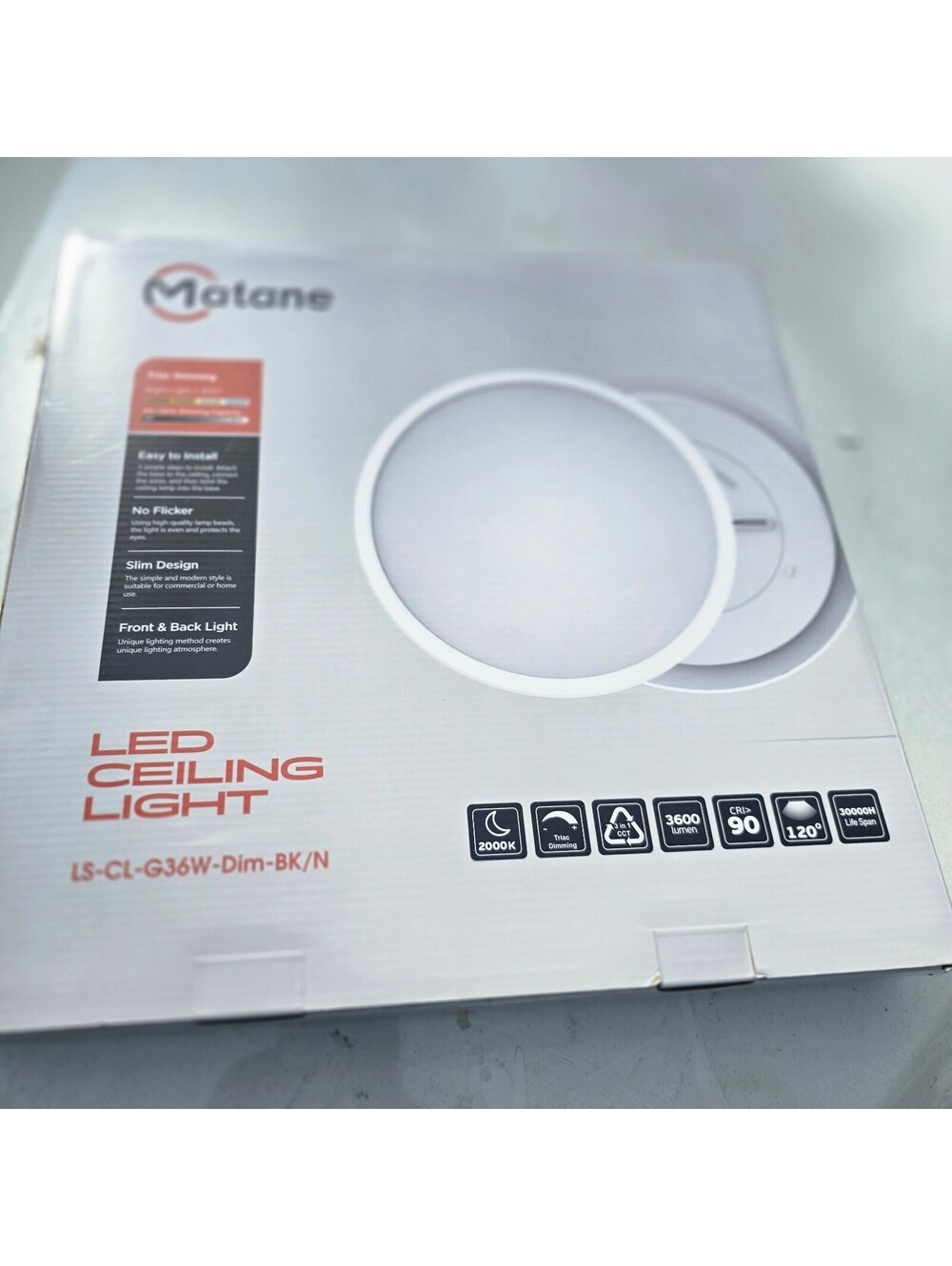 Matane LED Ceiling Light 36W Slim Design with Front & Back Light